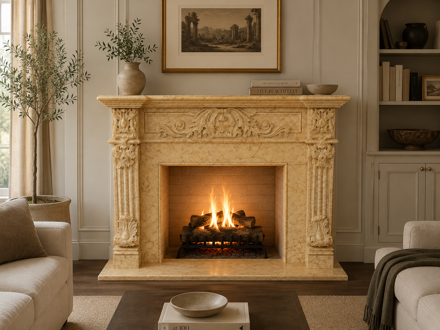 Sunny Stone Fireplace